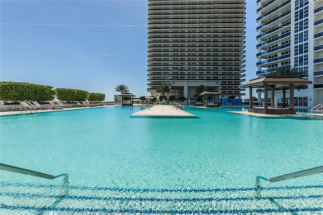 view of pool featuring a gazebo