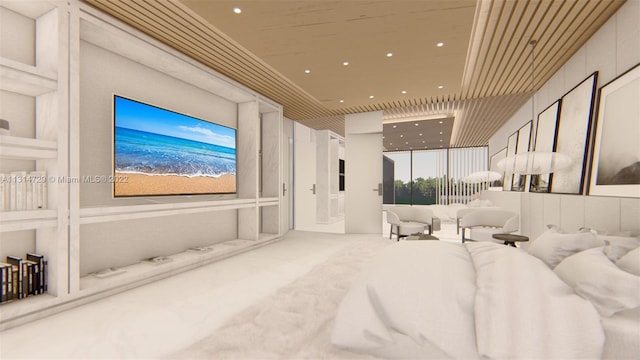 home theater room featuring carpet