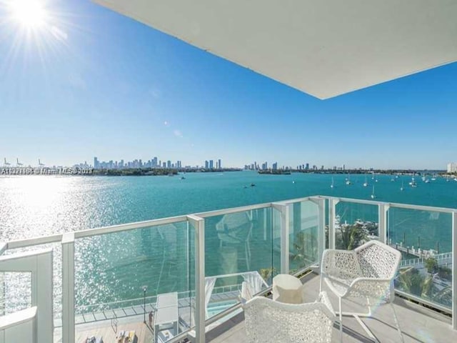 balcony with a water view