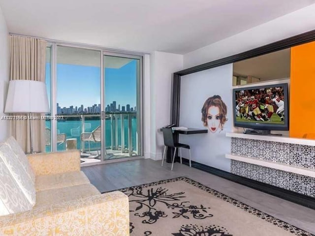 living room featuring expansive windows