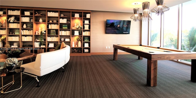 16385 Biscayne Blvd Unit 2016, North Miami Beach, FL 33160 - recreation room featuring dark carpet and pool table