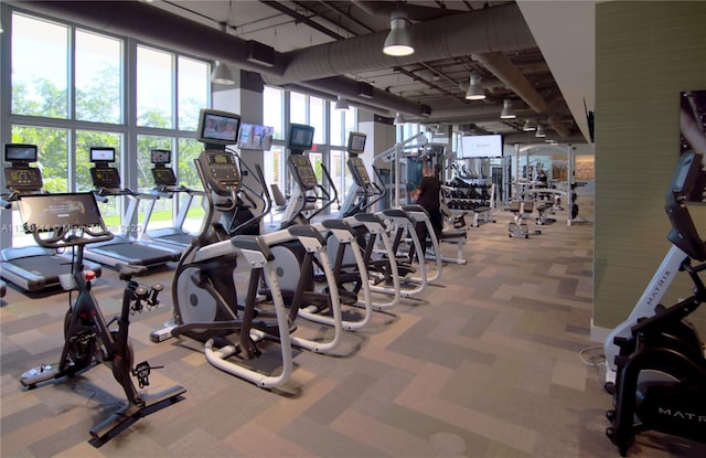 16385 Biscayne Blvd Unit 2016, North Miami Beach, FL 33160 - gym with plenty of natural light and light colored carpet