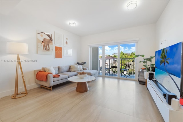 view of tiled living room