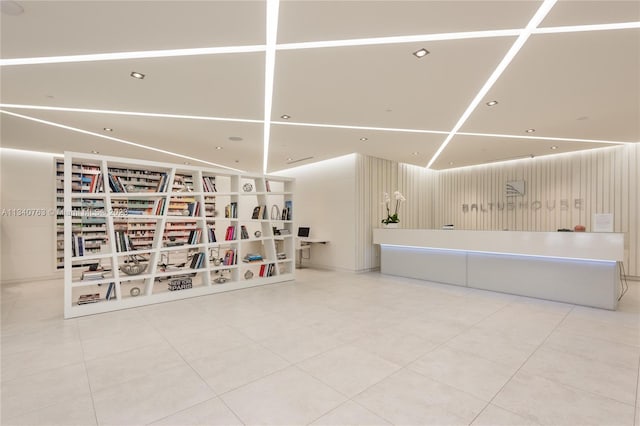 interior space with light tile floors