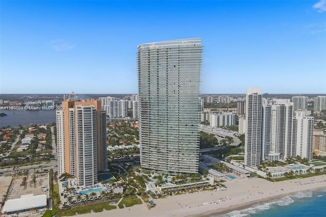 exterior space with a view of the beach and a water view