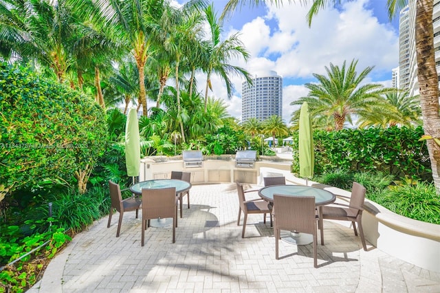 view of patio featuring area for grilling and exterior kitchen