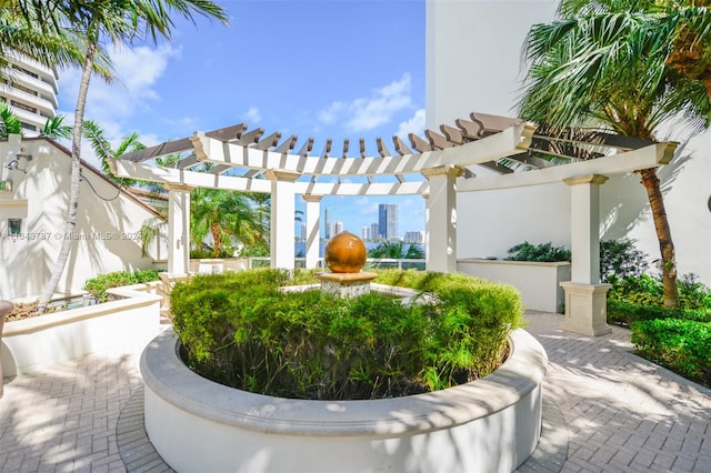 exterior space with a pergola