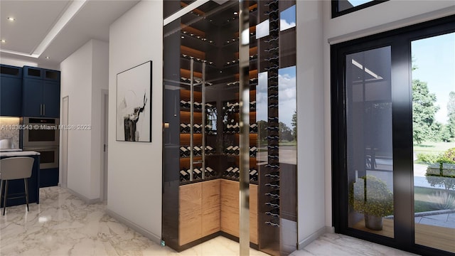 wine area with light tile patterned floors