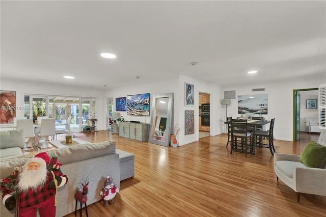 living room featuring light hardwood / wood-style flooring