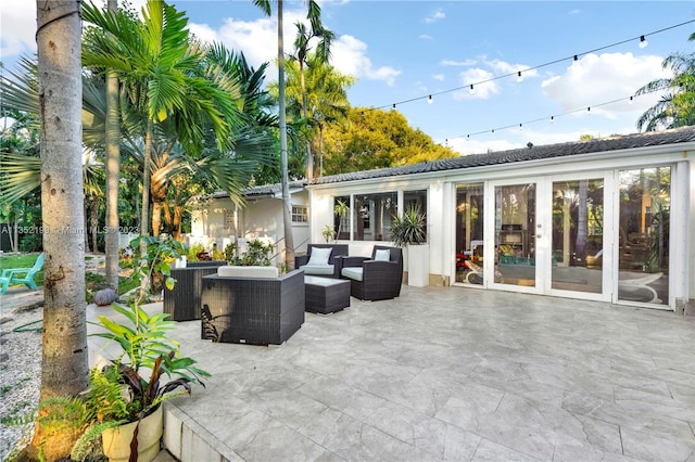 view of terrace featuring outdoor lounge area and central AC unit