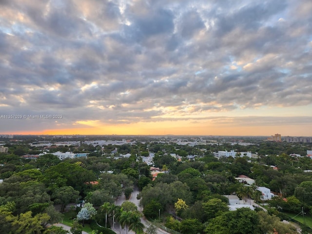 view of aerial view at dusk