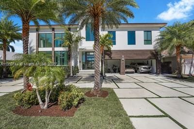 contemporary house with a garage