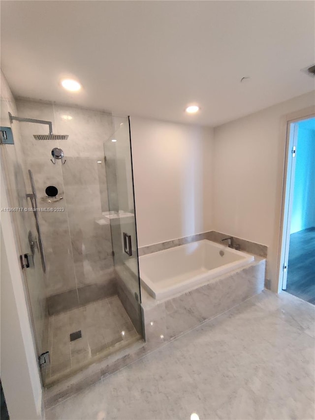 bathroom with plus walk in shower