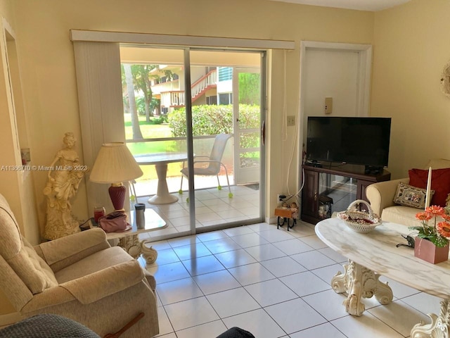 view of tiled living room