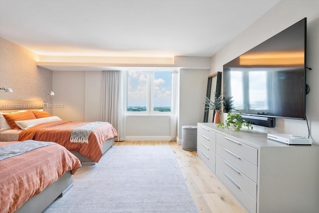 bedroom with light hardwood / wood-style flooring