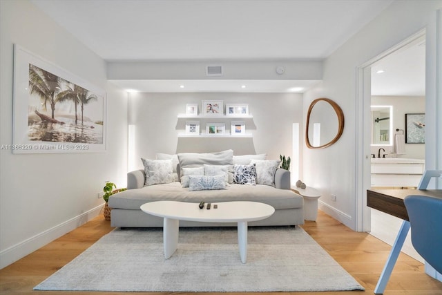 living room featuring light hardwood / wood-style floors