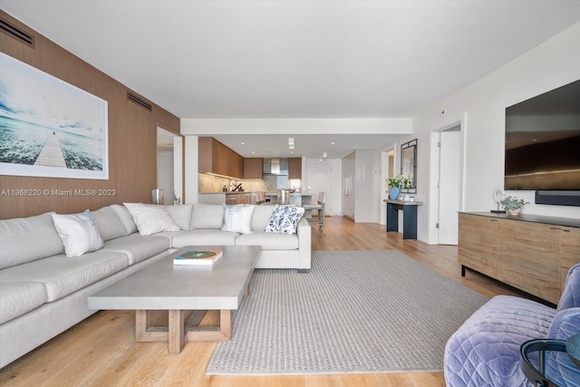 living room featuring light hardwood / wood-style flooring