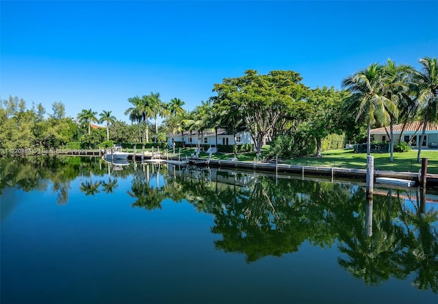 property view of water featuring a dock