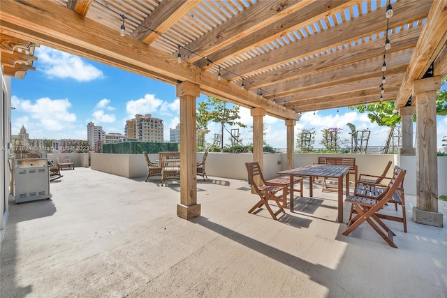 view of patio / terrace featuring a pergola