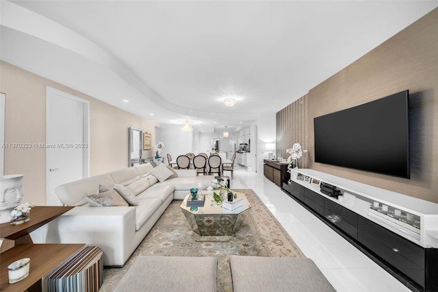 view of tiled living room