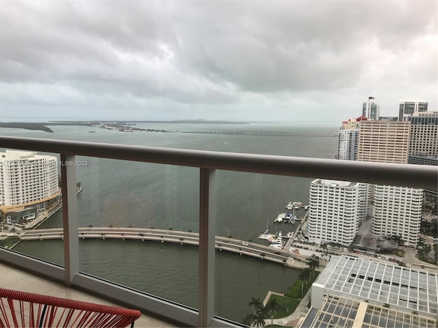 balcony with a water view