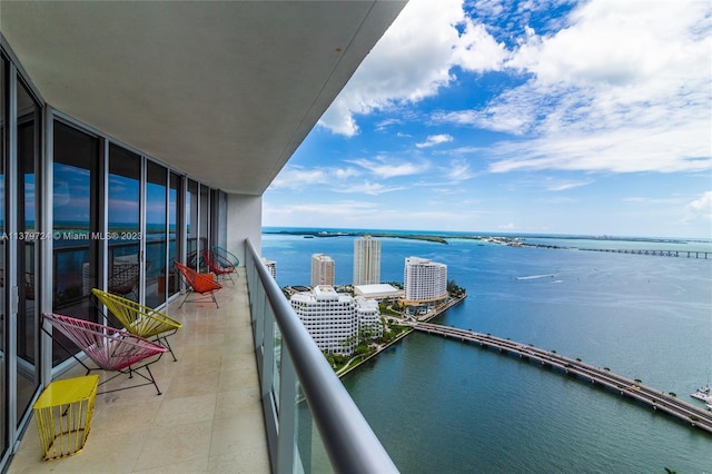 balcony with a water view