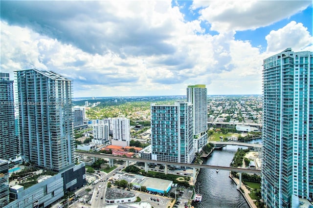 city view with a water view