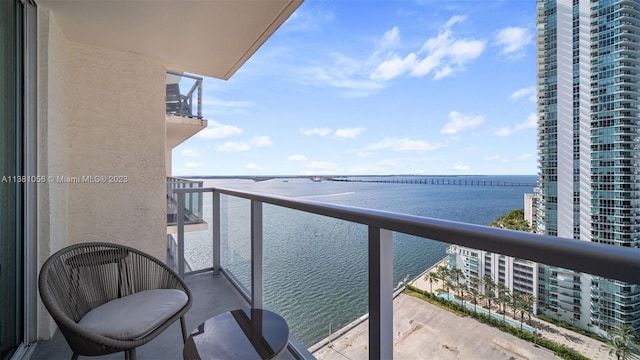 balcony with a water view