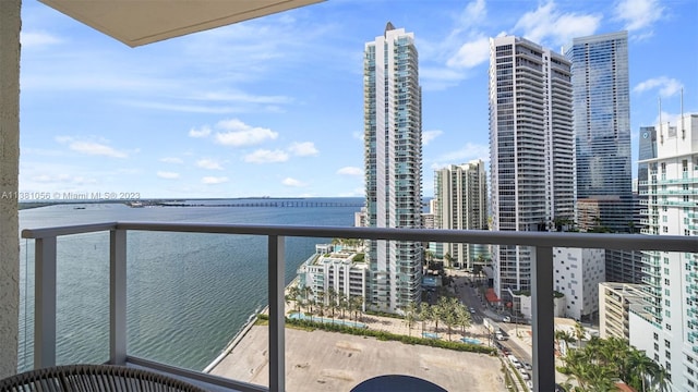 balcony with a water view