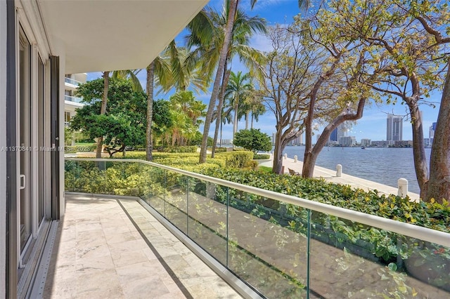 balcony with a water view