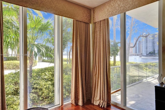 doorway featuring a water view