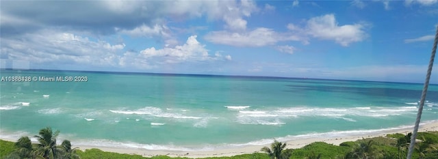 property view of water featuring a beach view