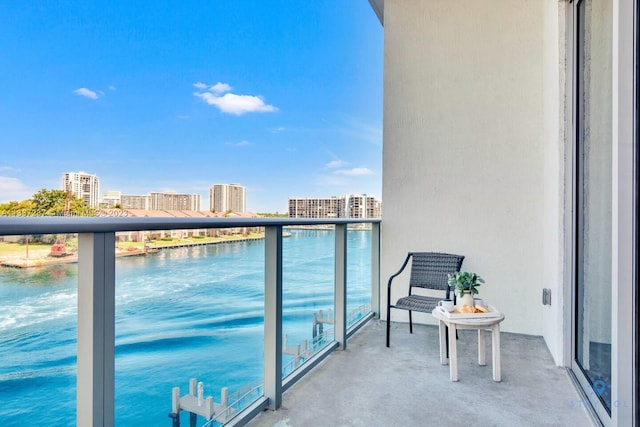 balcony with a water view