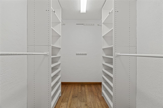 spacious closet with light hardwood / wood-style flooring