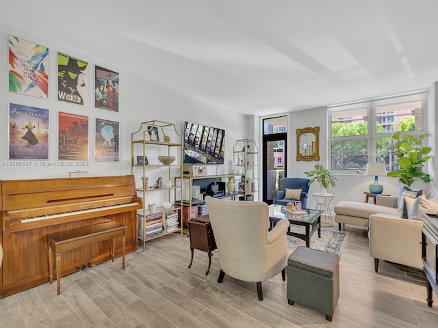 living room featuring light hardwood / wood-style flooring