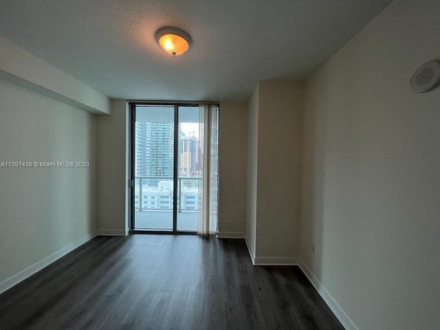 spare room with dark wood-type flooring