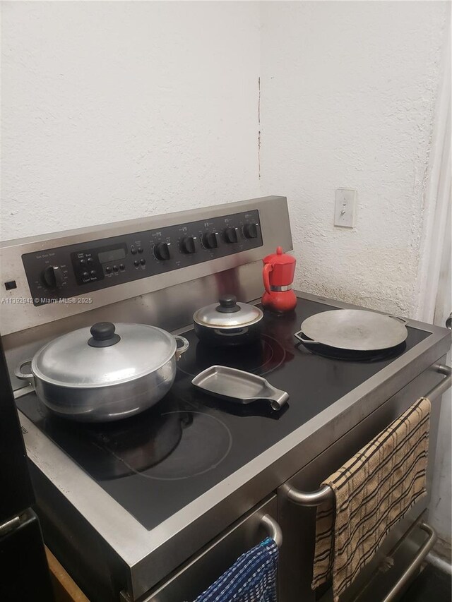 room details featuring stainless steel electric range