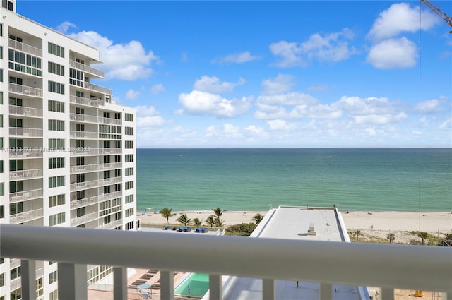 view of water feature with a view of the beach