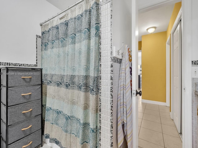 bathroom featuring tile floors