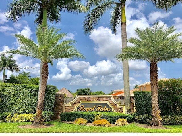 view of community sign