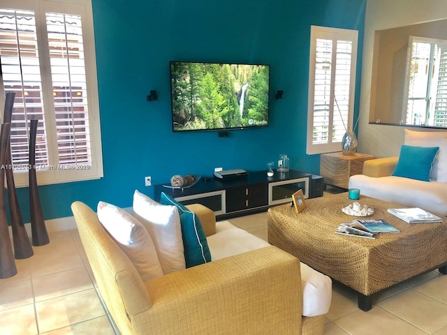 view of tiled living room