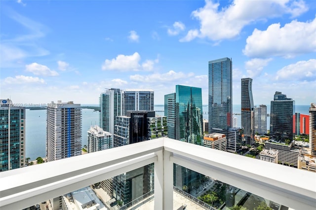 view of city with a water view