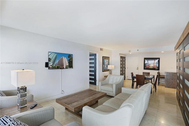 view of tiled living room