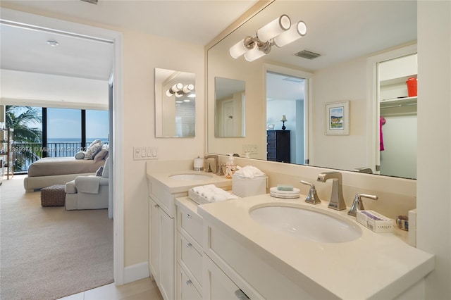 bathroom with dual bowl vanity