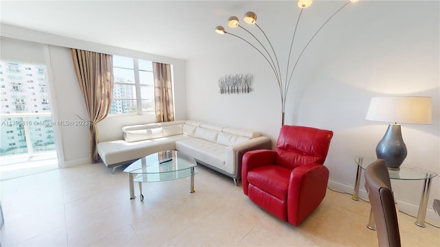 view of tiled living room