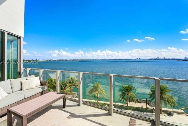 balcony with a water view