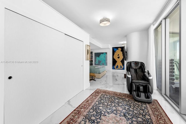 hallway with light tile flooring