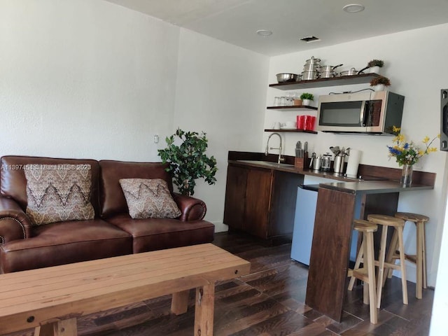 interior space featuring dark wood-type flooring and sink