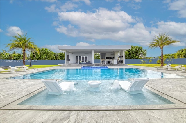 view of pool featuring a patio