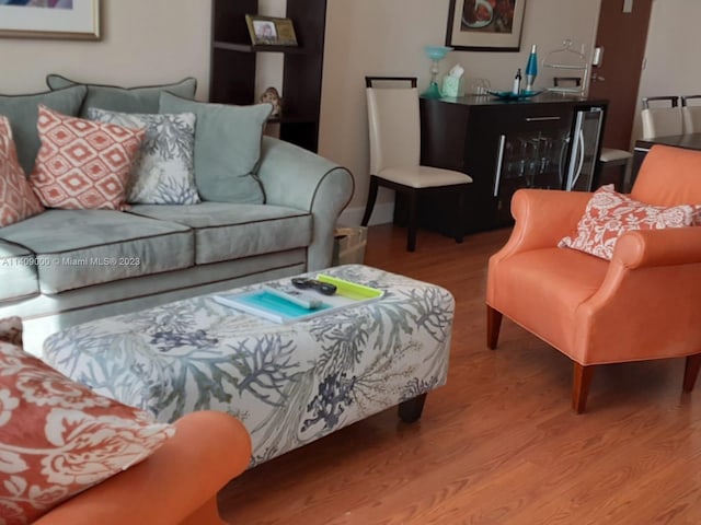 living room with light hardwood / wood-style floors